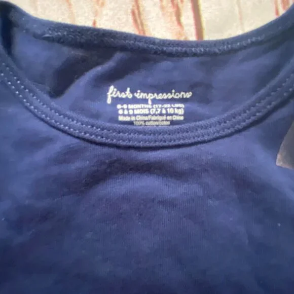First Impressions infant girls shirt-navy blue-6-9 Months-NWT - Picture 3 of 4